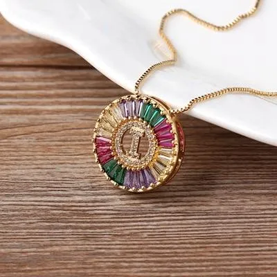 Initial Letter Colourful Women's Pendant Necklaces