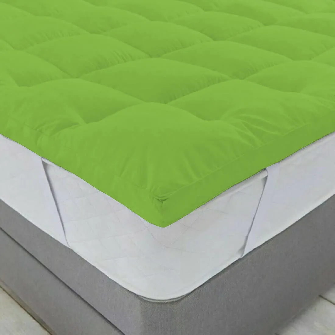 Jaipur Linen 800GSM Hollow Fibre Mattress Padding/Topper Mint Green for Twin Bed-48 Inch X 78 Inch