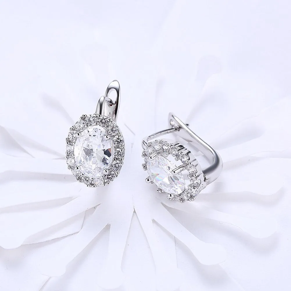 Kairangi Stud Earrings for Women Crystals from Swarovski Clip On White Studs Earrings for Women and Girls.