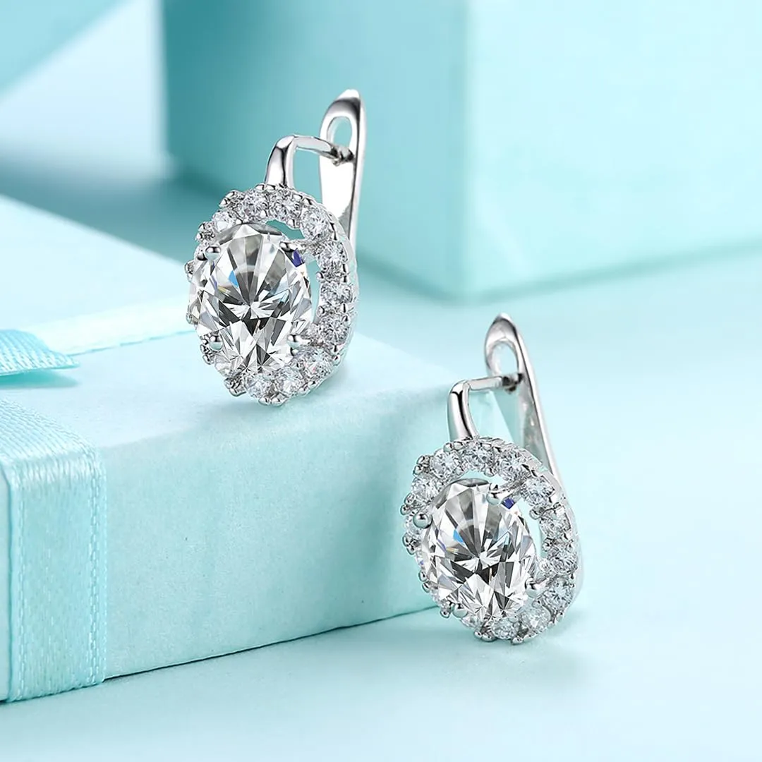 Kairangi Stud Earrings for Women Crystals from Swarovski Clip On White Studs Earrings for Women and Girls.