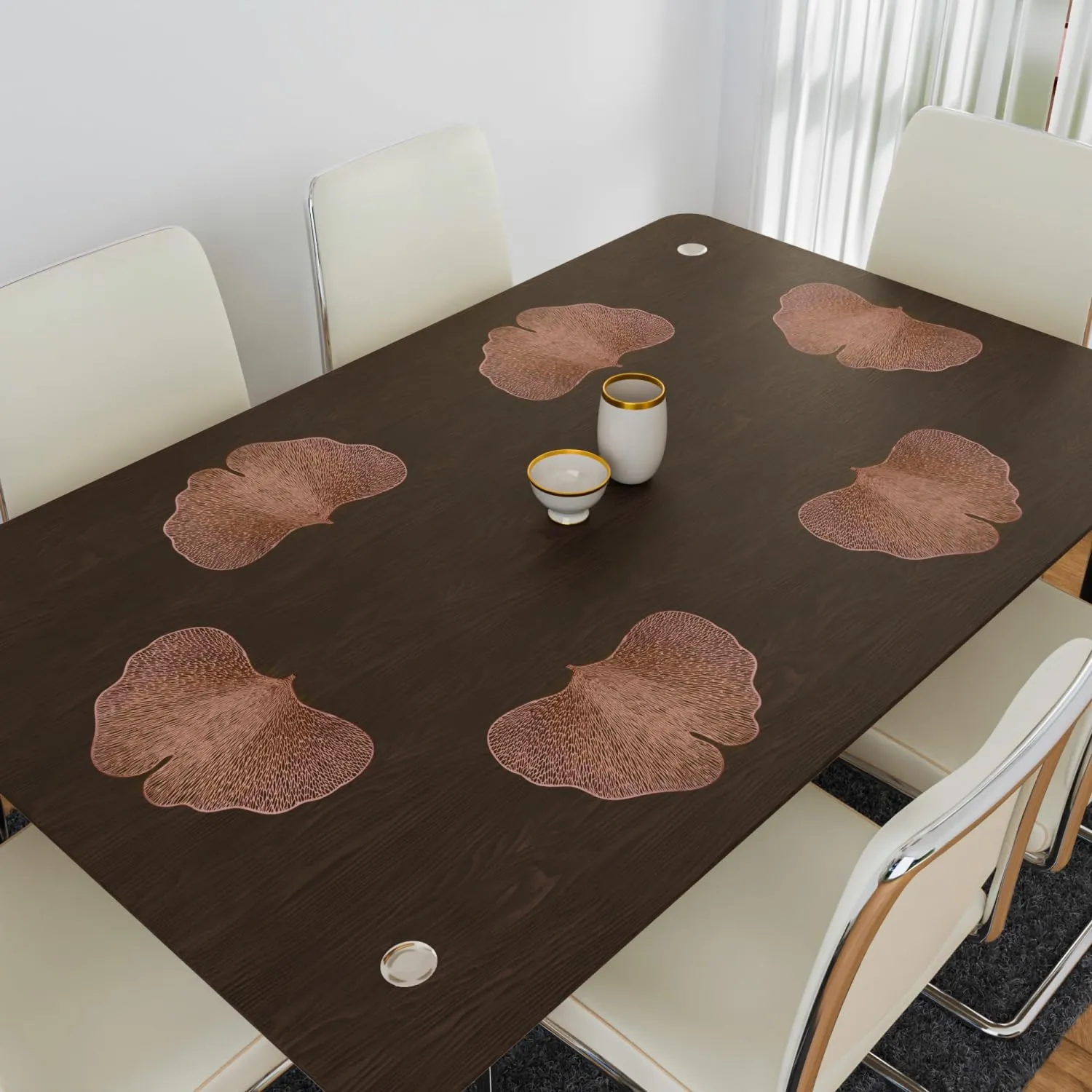 Kuber Industries Placemat | Placemats for Dining Room | Designer Table Mat Set | Placemats for Kitchen Table | Side Table Placemats | Butterfly Placemat Set | 4 Piece Set | Copper