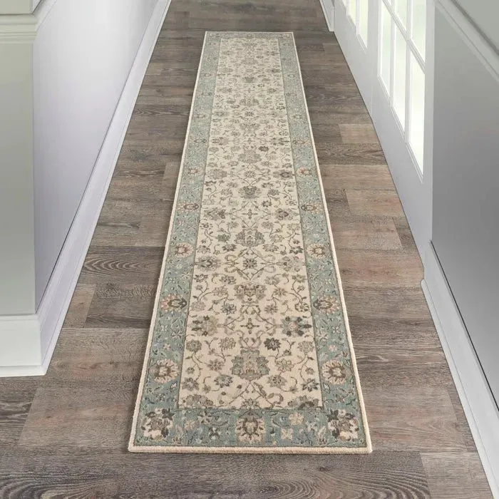 Living Treasures LI16 Ivory/Aqua Rug