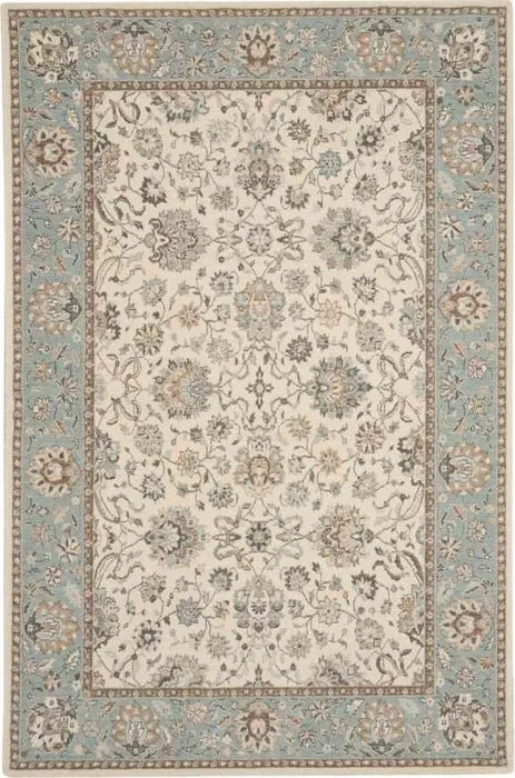 Living Treasures LI16 Ivory/Aqua Rug