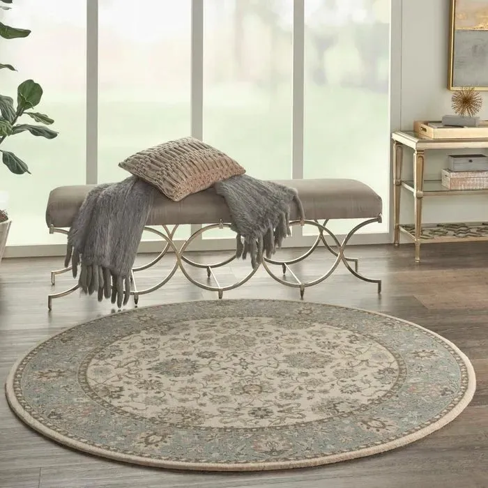 Living Treasures LI16 Ivory/Aqua Rug