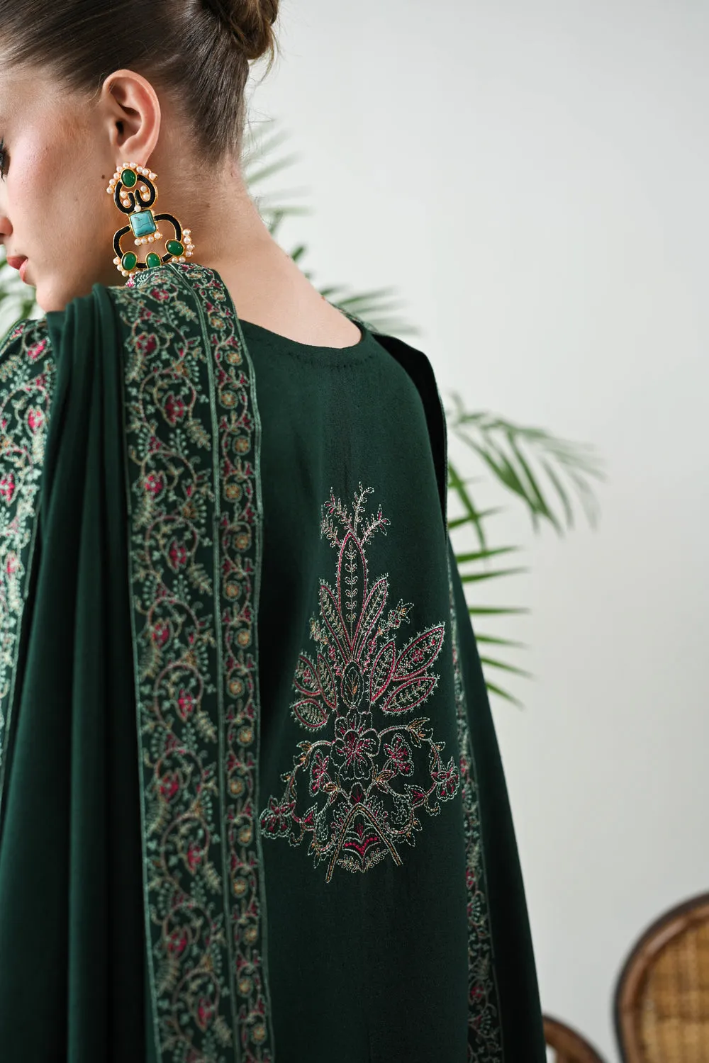 Luxury Karandi Vol II - DEEP EMERALD LUXURY EMBROIDERED KARANDI SET (NEL-24637)