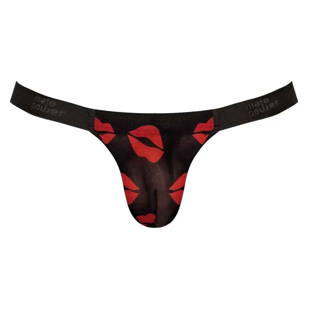 Male Power Kiss Me Micro Thong V Sheer Lips S/M