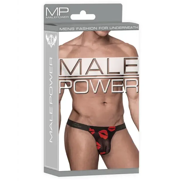 Male Power Kiss Me Micro Thong V Sheer Lips S/M