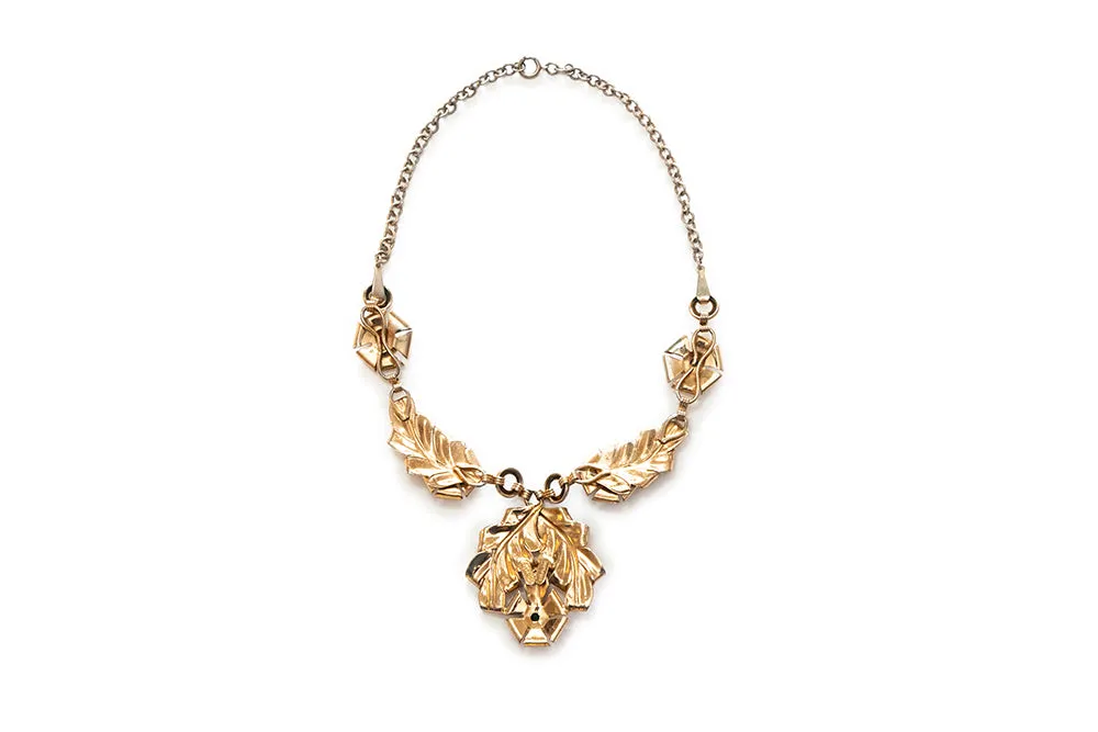 MCCLELLAND BARCLAY Gold Plated Oak Leaf and Multi Colour Stones Necklace