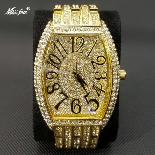 Men's Popular Tonneau Diamond Luxury Watch by Miss Fox