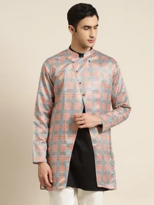 Men's Silk Blend Rust Only Sherwani Jacket - Sojanya