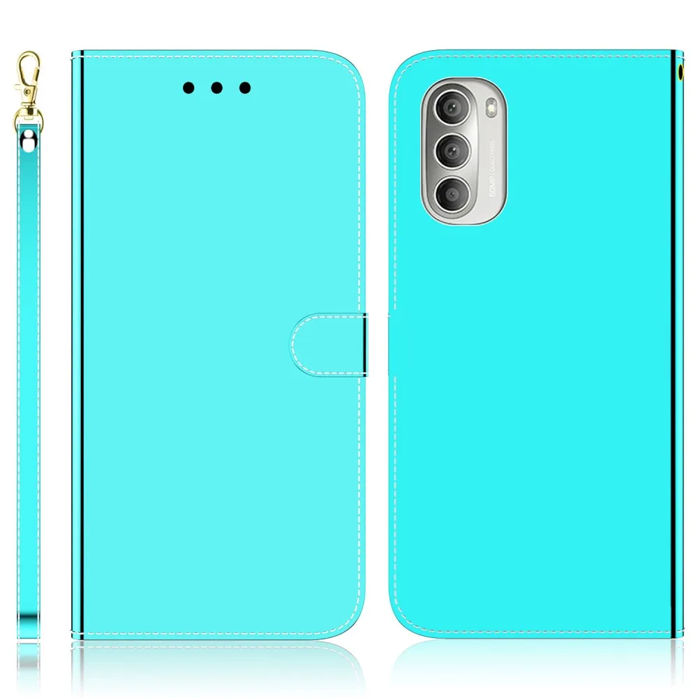 Mirror Motorola Moto G51 5G flip case - Cyan