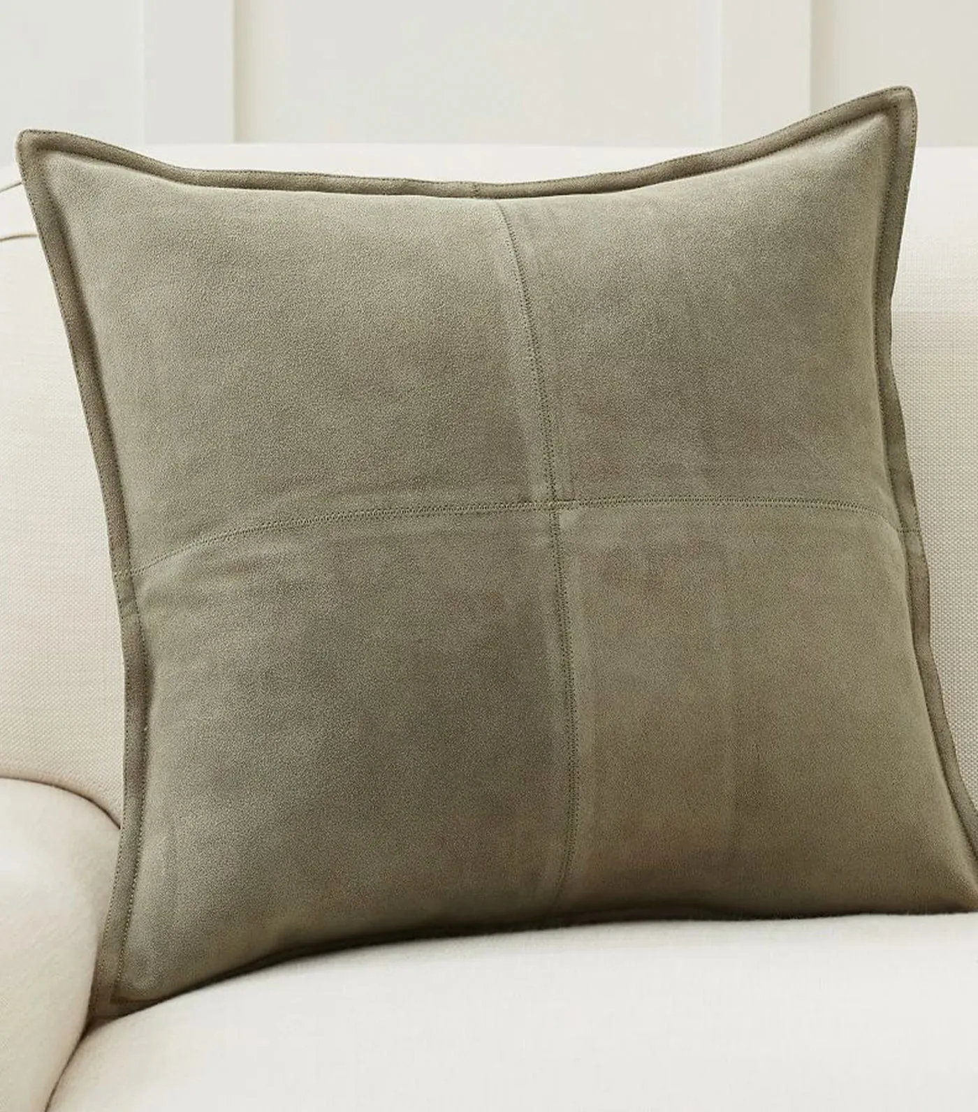 Pieced Suede Pillow Cover