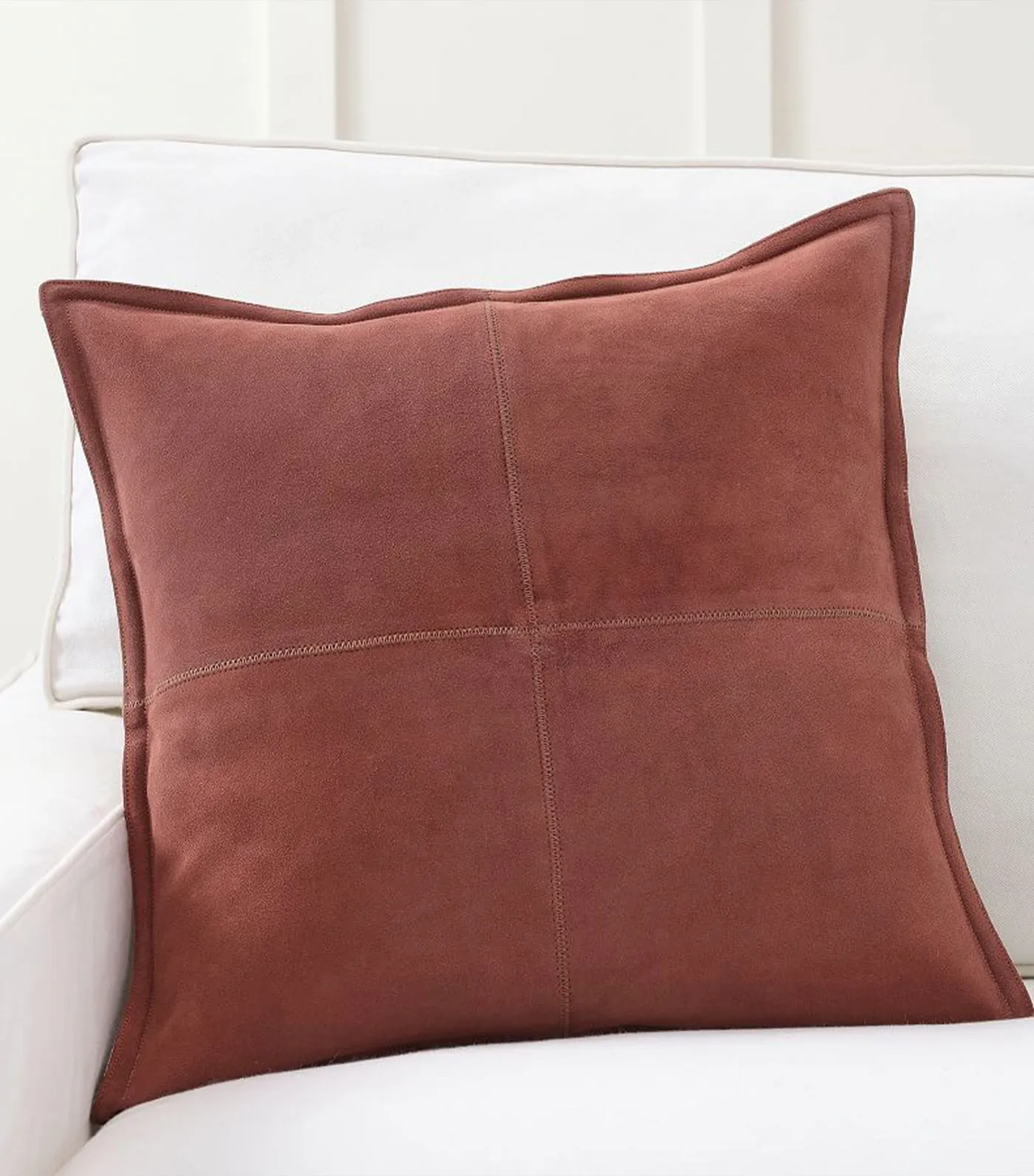 Pieced Suede Pillow Cover