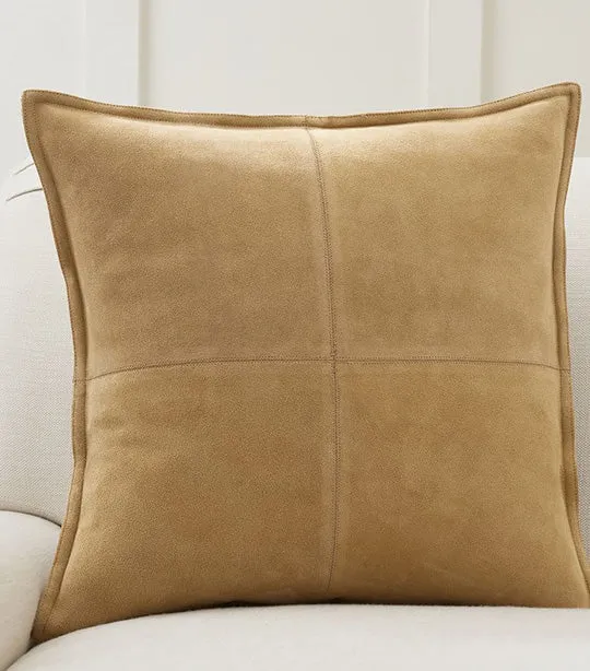 Pieced Suede Pillow Cover