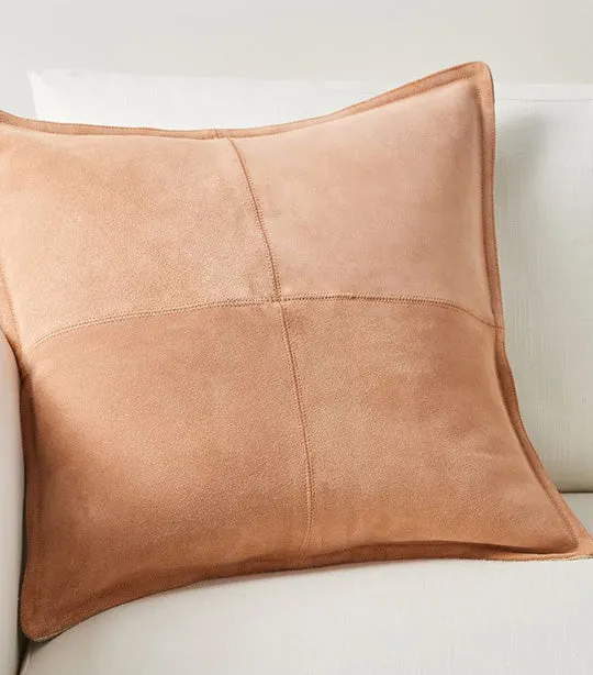 Pieced Suede Pillow Cover