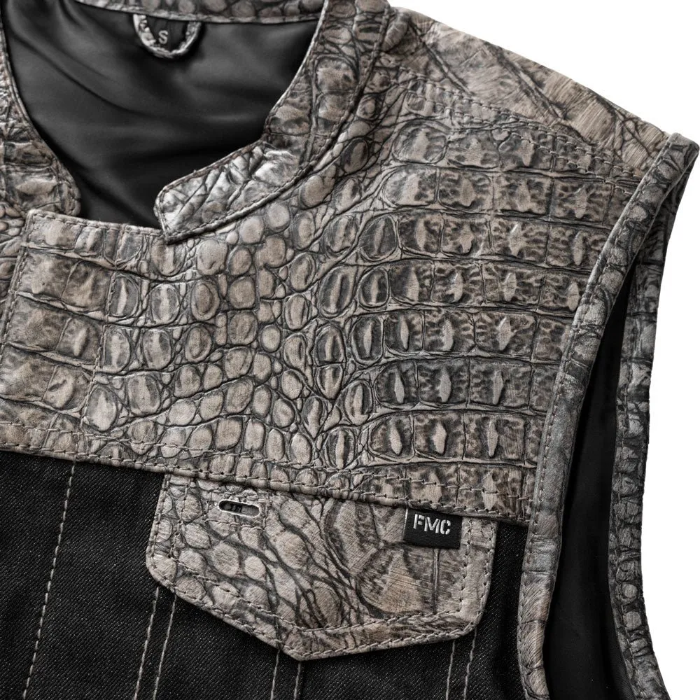 Placid - Men's Leather/Denim Motorcycle Vest - Limited Edition