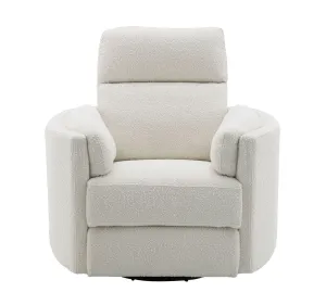 Sagen - Boucle Glider Recliner With Swivel - Beige