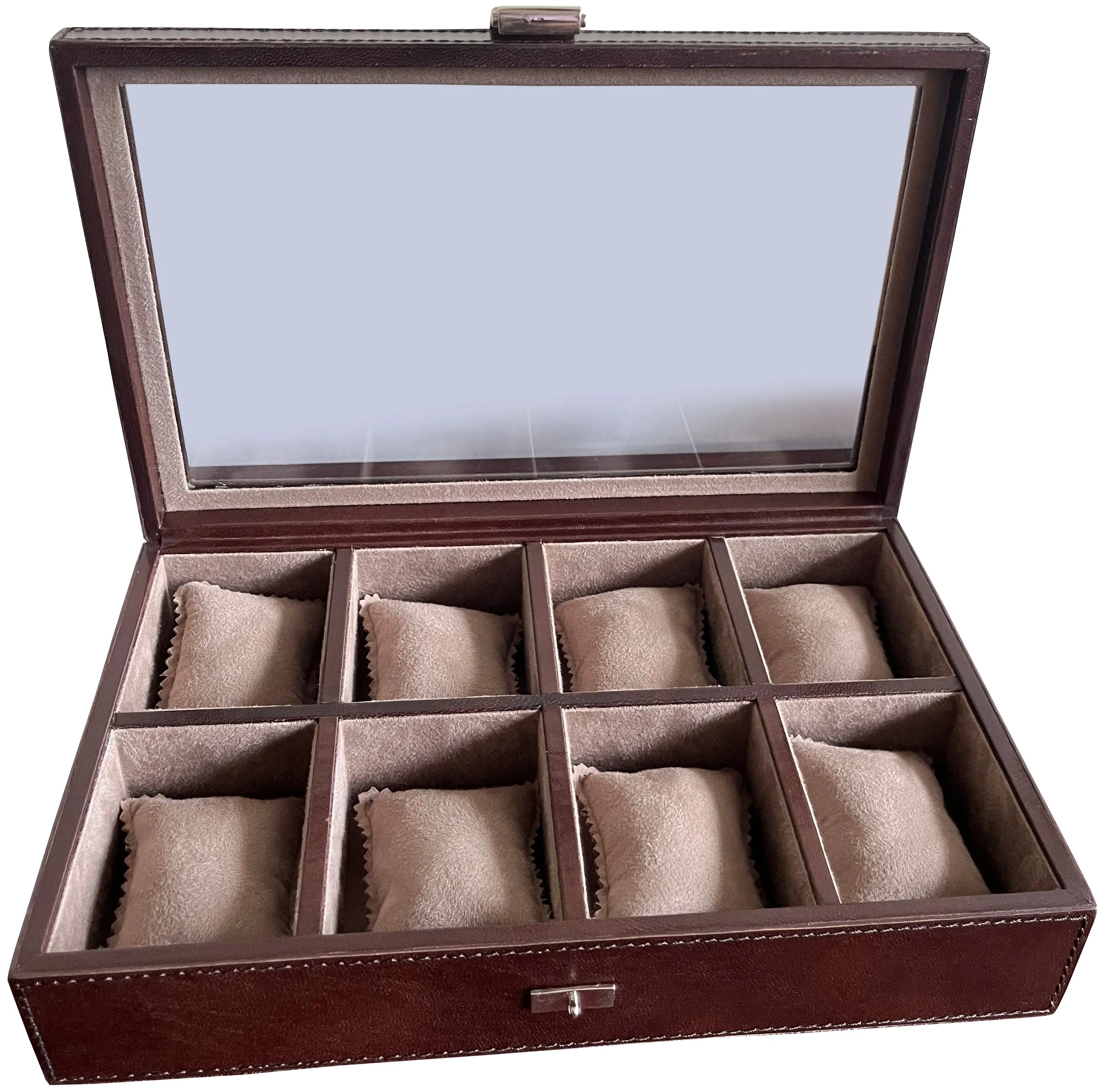 Signature Leather Watch Case - 8 Slots (Dark Brown)