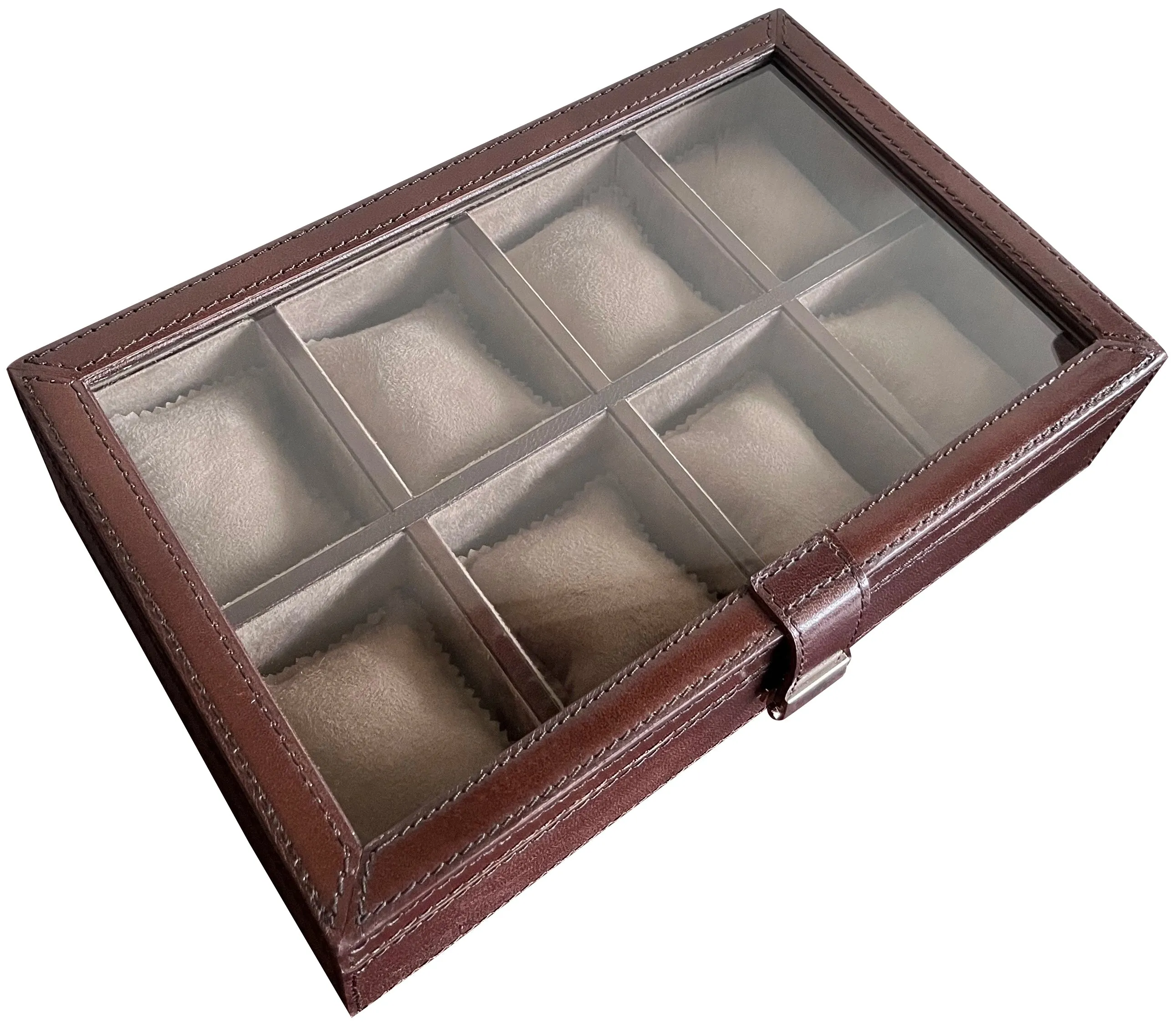 Signature Leather Watch Case - 8 Slots (Dark Brown)