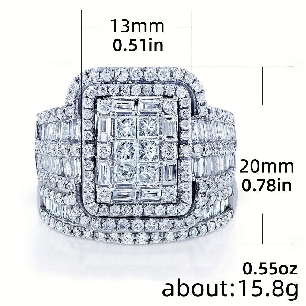 Sparkling Shining Zircon Stacking Silver Rings