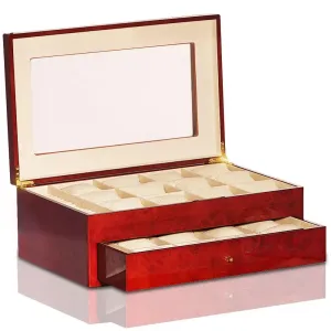 Steinhausen Golden Burlwood Wood Finish 24 Unit Watch Case