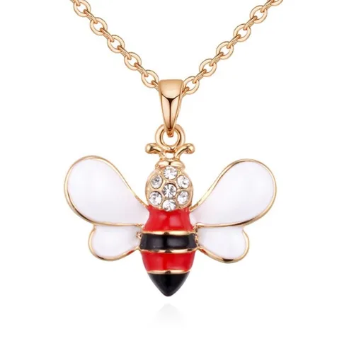 Summer Jewelry Necklace Lady Cartoon Cute Drop Oil Studded Bee Pendant