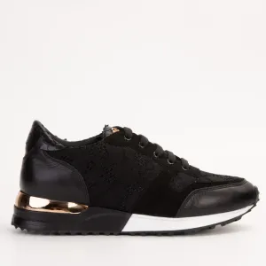 The Noir Black Leather Women Sneaker