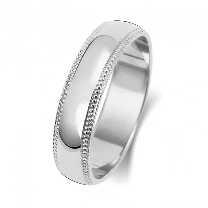 Wedding Band 9K D Shape  Millgrain 5mm-1.75 Wedding  Ring W185WH