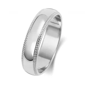 Wedding Band 9K D Shape  Millgrain 5mm-1.75 Wedding  Ring W185WH