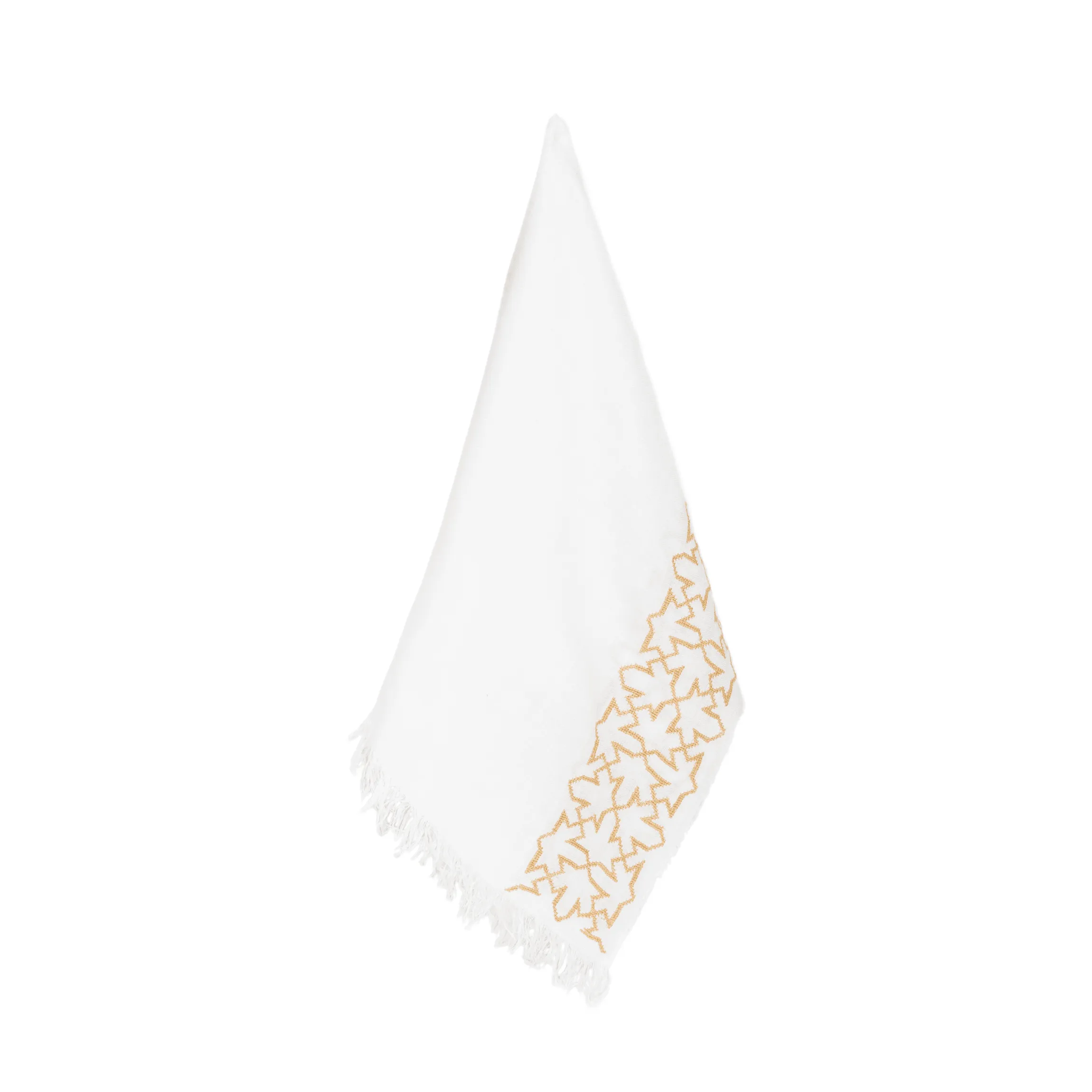 WHITE LINEN SHAWL GOLD SULTAN HAN