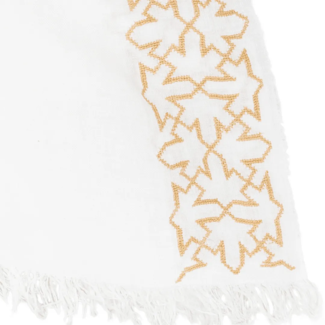 WHITE LINEN SHAWL GOLD SULTAN HAN