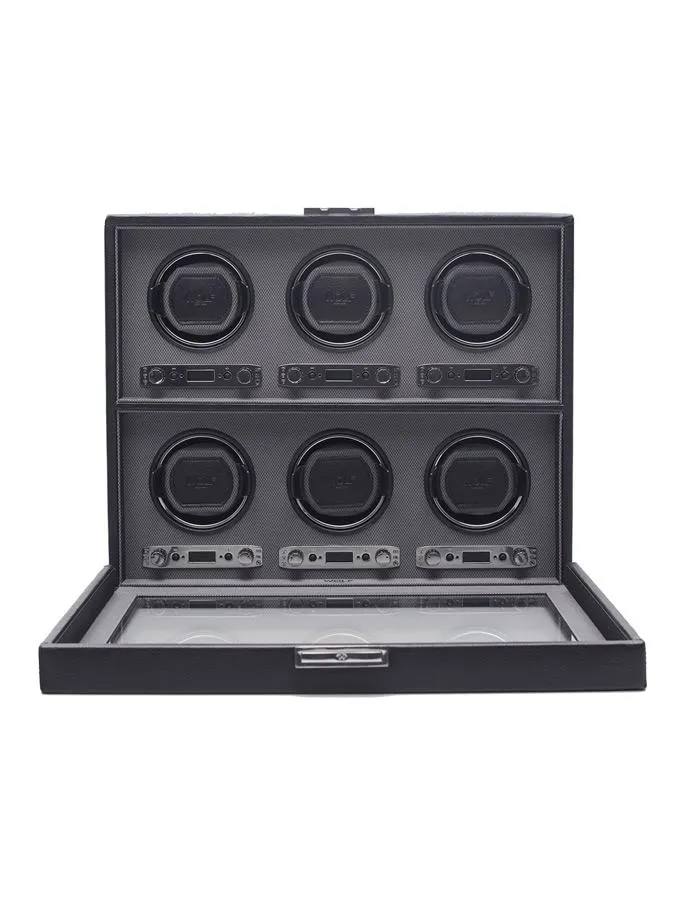 Wolf Designs Viceroy Module 2.7 - Six Watch Winder with Cover - Black Pebble