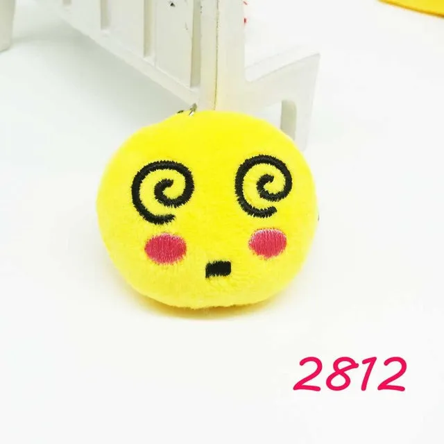 Zoeber Funny emoji cartoon face Anime keychains qq Keyrings Key chains Accessories Soft Round Stuffed Plush smile keychain gift