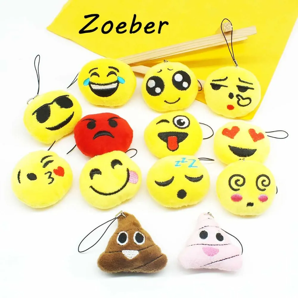 Zoeber Funny emoji cartoon face Anime keychains qq Keyrings Key chains Accessories Soft Round Stuffed Plush smile keychain gift